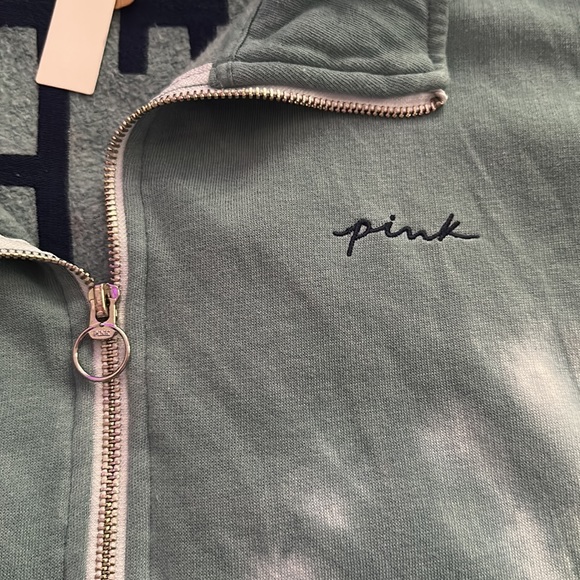 NWT Victoria's Secret PINK Varsity Oversized Half Zip Sweatshirt - Picture 9 of 14